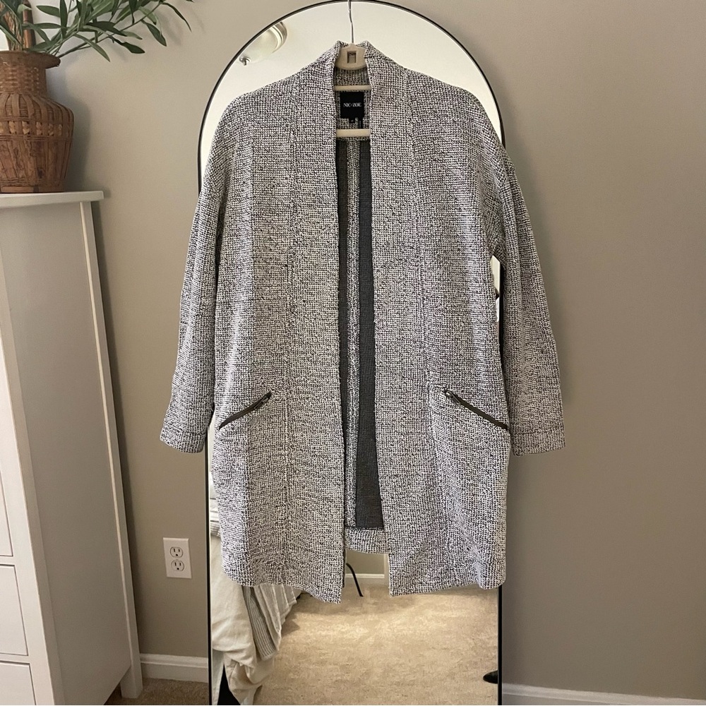 Nic + Zoe gray boucle sweater coat